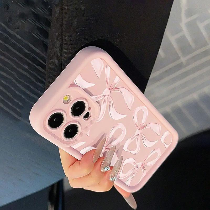 Pretty girl pink bow pattern phone case suitable for iPhone 17 16 15 14 13 12 11 Pro/Max/Plus anti drop and shockproof