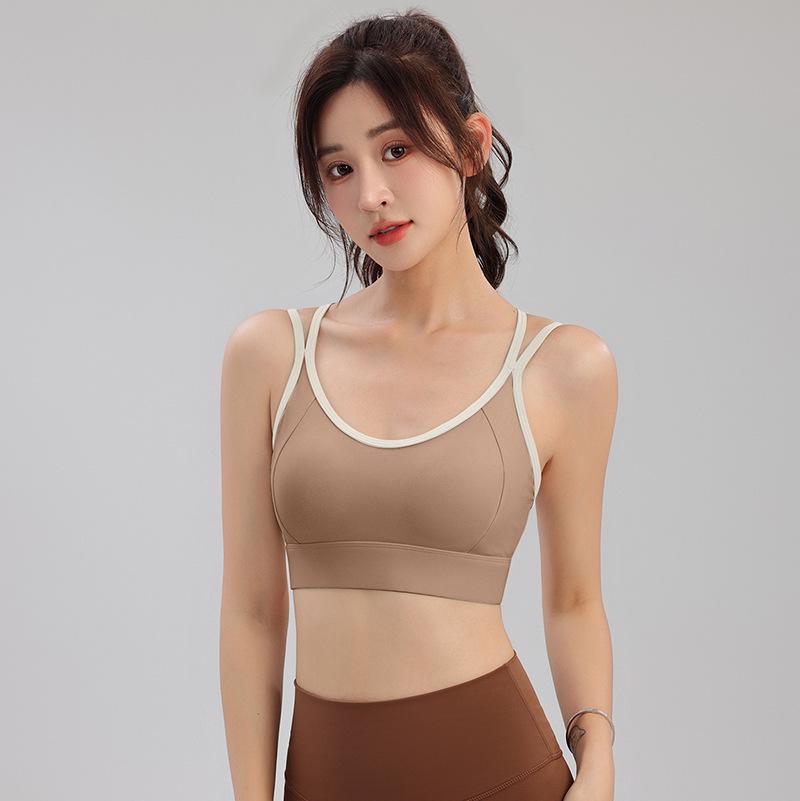 

Женский спортивный бюстгальтер колор-блок со встроенными чашками - Быстросохнущий, Влагоотводящий для бега и йоги, со стильным дизайном спины. 2XL