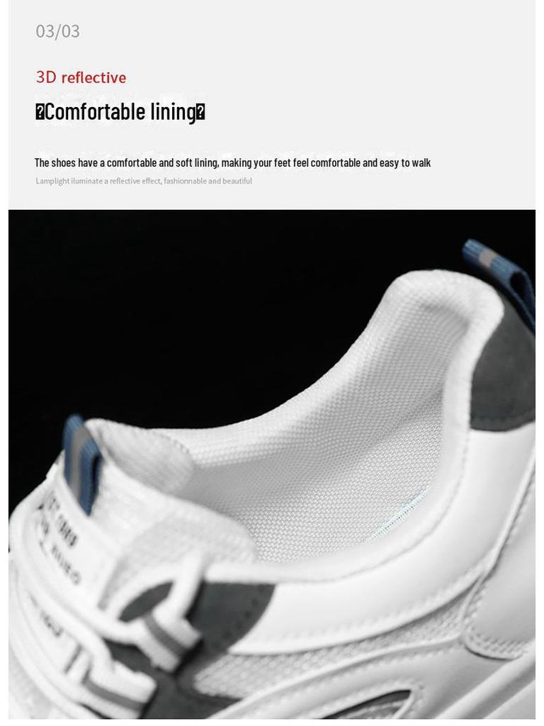 Spring Men's Breathable Mesh Sneakers – Trendy, All-Match, Thick-Soled Casual Dad Shoes