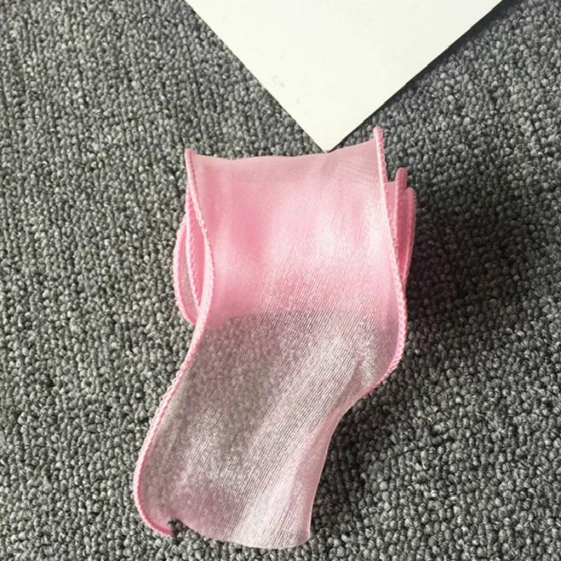 35Meters Wavy Organza Ribbon Silky DIY Hair Bow Making Material Accessories Wide Colorful Gradient Satin Lace Wave Hemming Tape