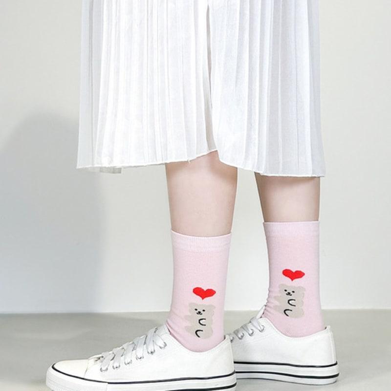 YELLOWSOCKS LOVE BEAR PINK