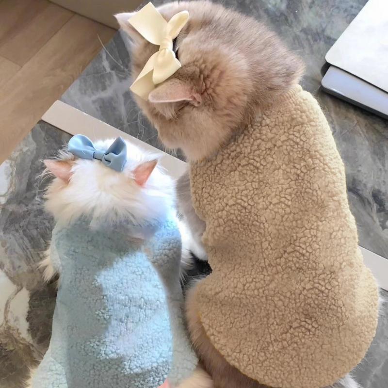 1 Stück Welpenkleidung Weich Einfarbig Winter Katze Oberteile Haustierbedarf Haustierpullover Für Kleine Hunde Hundepullover Warm Lammwolle S-2XL