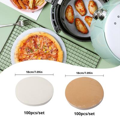 100 Stück Heißluftfritteuse Einlagen Papier Rund Heißluftfritteuse Pad Einweg Fettfestes Papiermatte Lebensmittel Dampfgarer Pad Papier