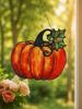 Halloween Pumpkin Hanging Ornaments Acrylic Suncatcher Cute Pumpkin with Leaf Design Window Pendant Wall Ornament for Home Gift