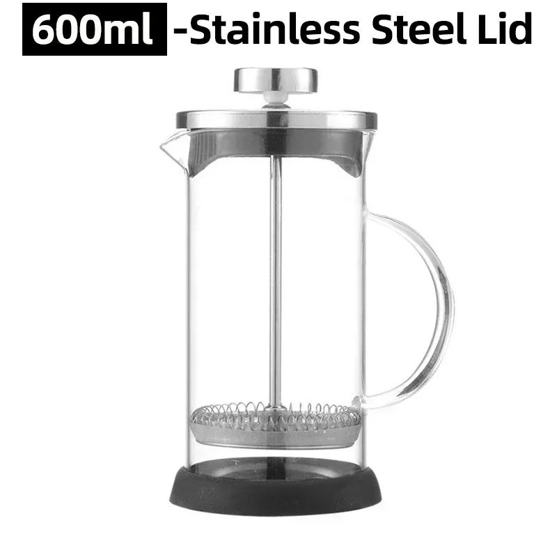 350-1000ml Stainless Steel Glass Coffee Maker French Press Coffee Pot Heat Resistant Borosilicate Glass Tea Pot Home Cold Brew