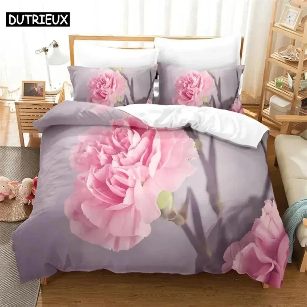 New 3D Print Rose Pink Lovers Comfortable Duvet Quilt Cover Pillowcase Bedding Set Children Bedroom Decoration Home Textile