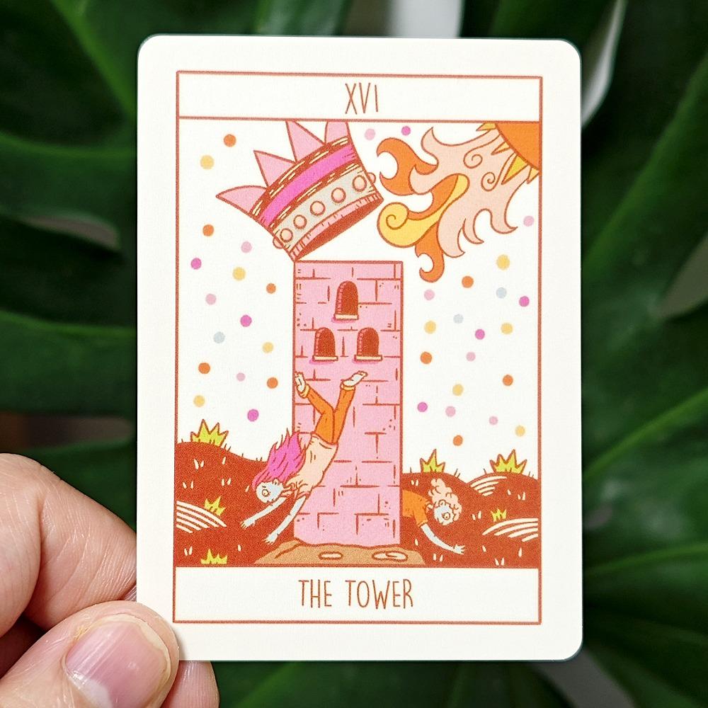 Squid Cake Tarot 9*6.5cm 78 Card Deck with Knights Riding Creatures, Quirky Faces and A Delicious Colour Palette
