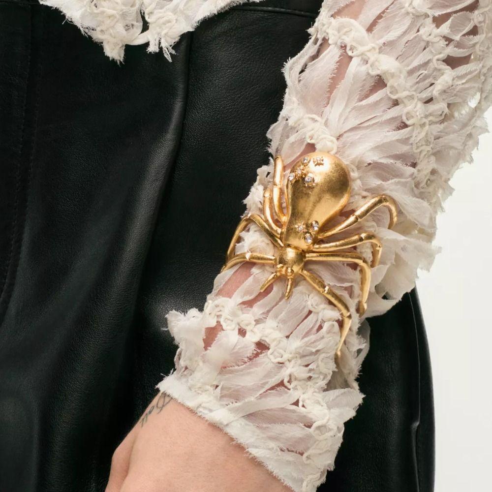 Opening Ring Exaggerated Spider Jewelry Set Brooch Insect Ear Studs Vintage Spider Necklace  Girls