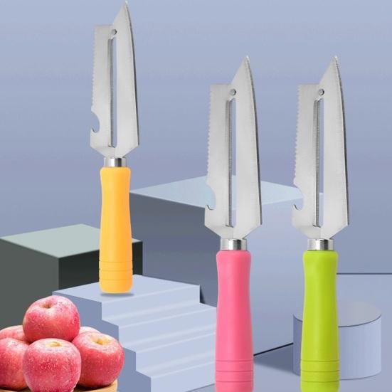 Multifunctional Vegetable Peeler with Comfort Handle Stainless Steel Curved Blade Built-in Bottle Opener Kitchen Tool for Apples Carrots Cucumbers