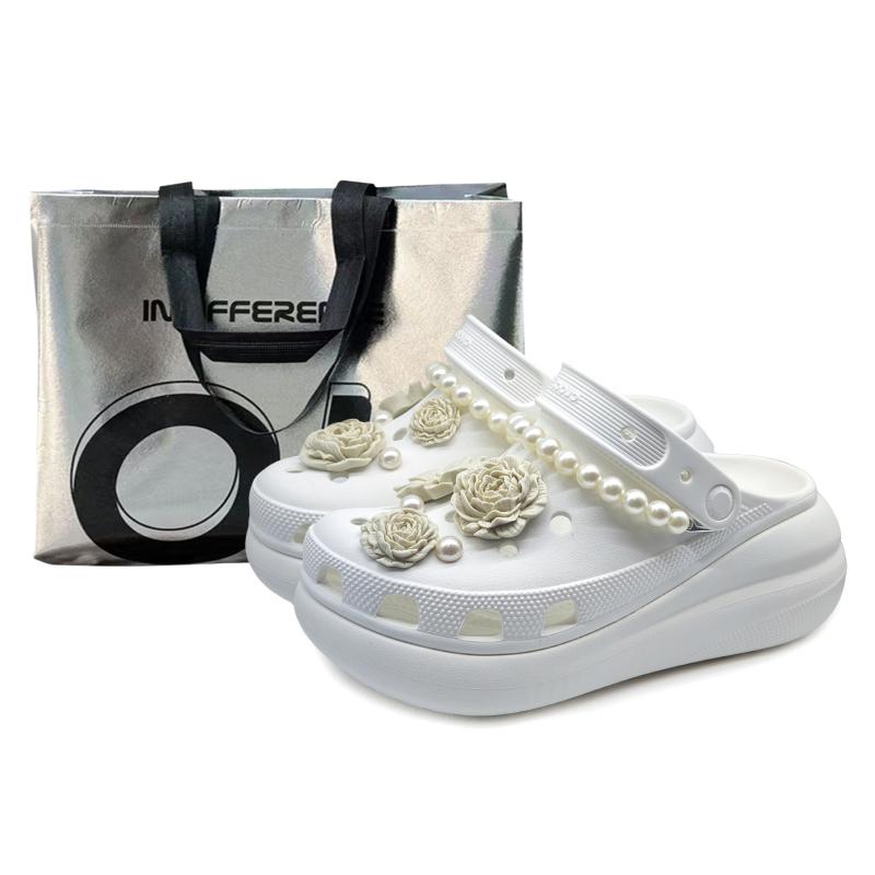 

Crocs Crush Clog SIN3A with Flower White Tea Gift Bag French Romantic Hole Shoes Unisex White 42-43 белый