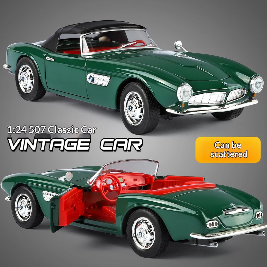 1/24 BMW 507 Legierungsauto-Modell Simulation Sound und Licht Metall-Druckgusskarosserie Sammlerstücke Kinderspielzeug Geschenke Feiertagsdekorationen