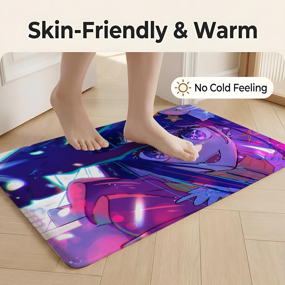 Floor Mat Soft Flannel Rug Non Slip Absorbent Mat for Bathroom Bedroom Home Decor H Hoshino Ai