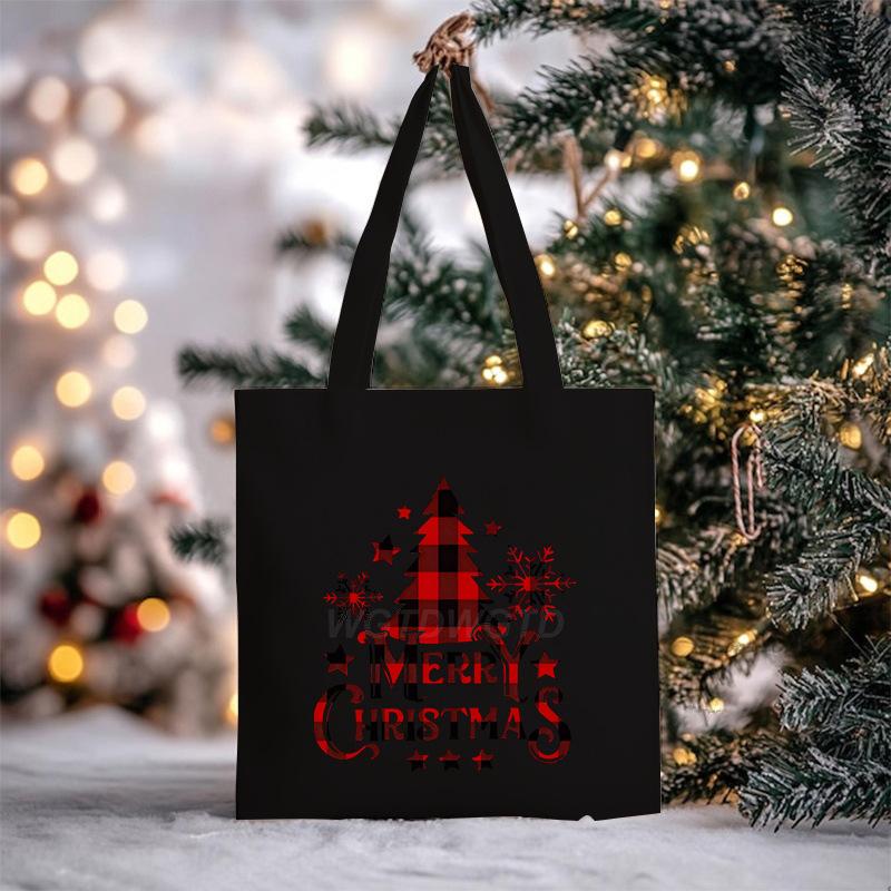 Christmas Christmas Printed Canvas Bag Large Capacity Casual Trend Student Shoulder Bag Tote Bag