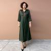 Women’s Silk Dress Summer Lapel Plus-size Dress Solid Color Soft Skin-friendly Breathable Silk Long Dress