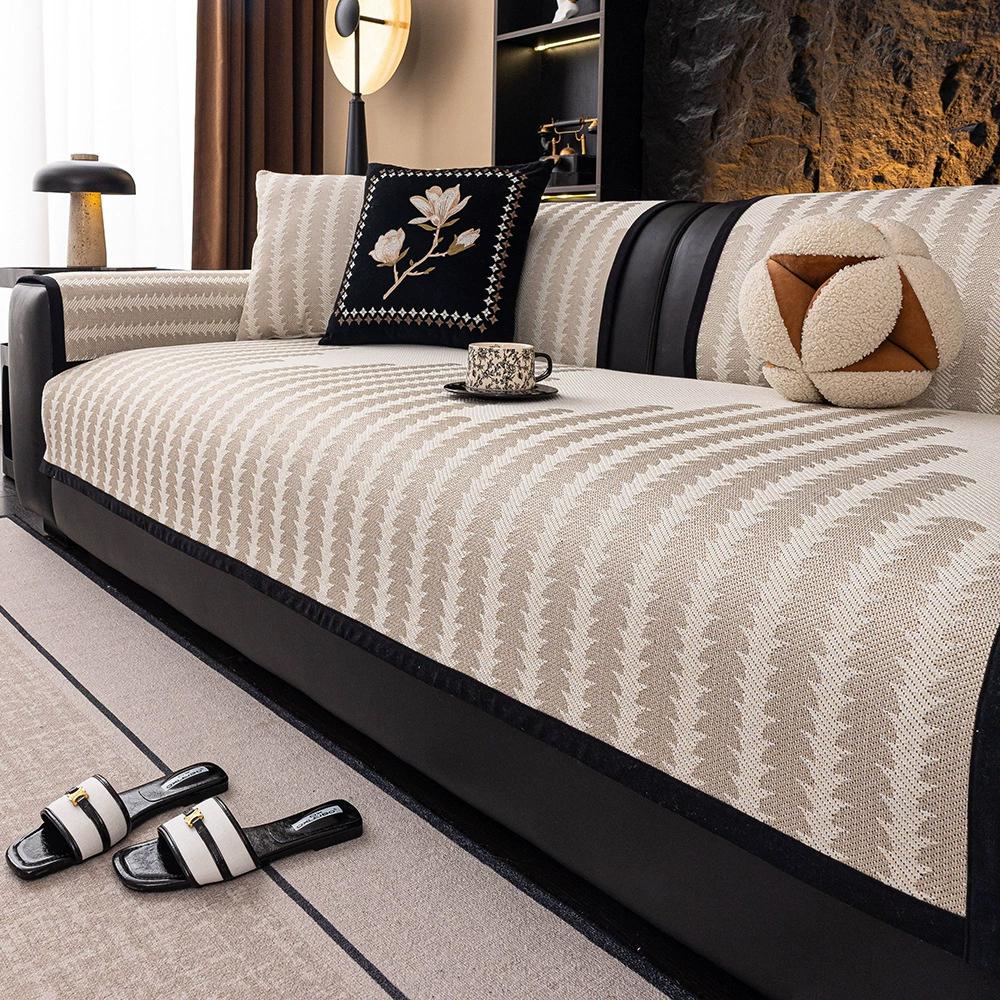 

Летний жаккардовый хлопково-льняной противоскользящий чехол на диван для гостиной 2025 Чехол на сиденье дивана Универсальный чехол на диван Мебельное полотенце 70x70cm 1pcs хаки