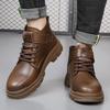 Martin Boots Men's Winter Men's Shoes New High-top Casual Velvet Leather Boots Trendy Versatile Retro Tooling Short Boots