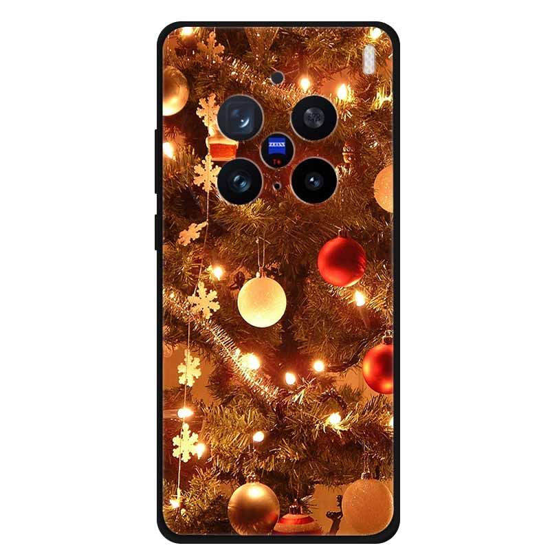 Christmas Cover For Vivo X200 Pro 6.78"Black Silicone Case For vivo X200 Pro mini 6.31" TPU Santa Claus ChristmasTree Back Cover
