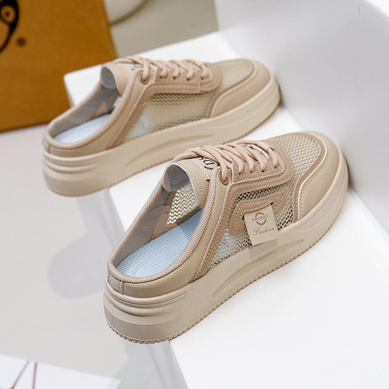 

2025 корейская версия лето новые полуподнос белые туфли женские дышащие студенческие увеличивающие рост повседневные туфли уличный снимок XYP887 35 хаки