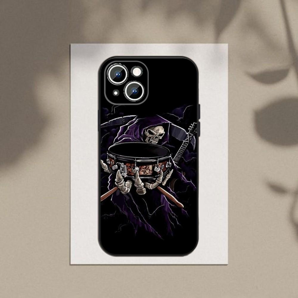 Musical Instrument Drum  Phone Case For Apple iPhone 15,14,13,12,11,XS,XR,X,8,7,Pro,Max,Plus,mini Silicone Black Cover