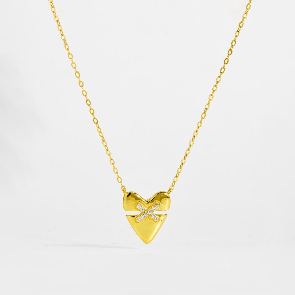 Sterling Silver Irregular Heart Pendant CZ Zircon Long Necklace Women Winter Luxury Fine New Year Jewelry Gift