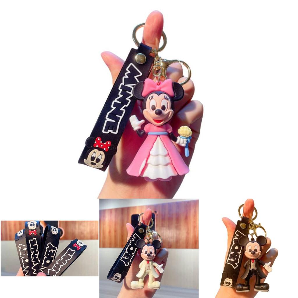 Cute Pvc Mickey Minnie Wedding Keychain Bag Pendant Car Key Chain Small Gift Wholesale