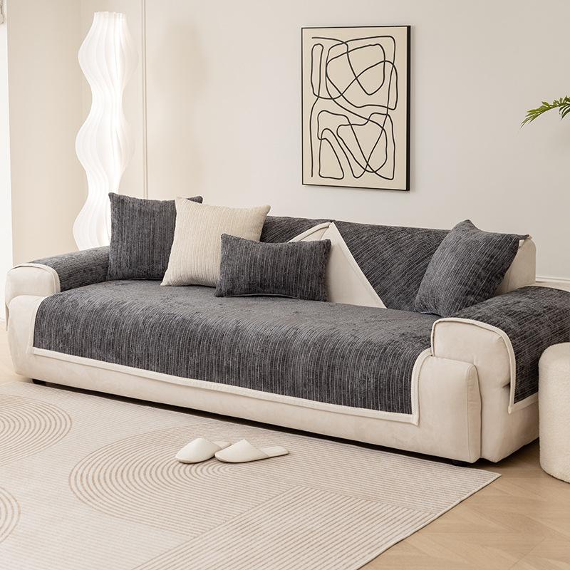 

Подушка для дивана из синели, универсальная нескользящая подушка на четыре сезона, современная простая грубая ткань, чехол для полотенец на спинку, тканевый чехол для дивана 70*70