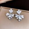 Korean Super Flash Exquisite Zircon Flower Earrings, Stud Earrings, Versatile Temperament Earrings, Women
