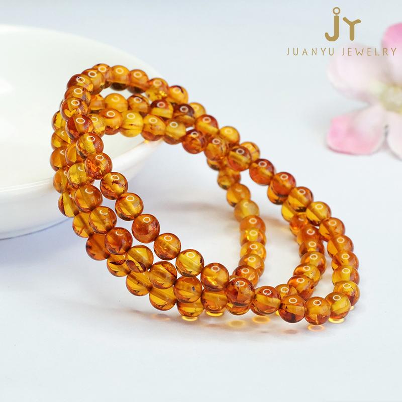 Natural Stone Piebald Amber Beads Necklace Fashion Jewelry High Quality Amber Necklace Natural Gemstone Beads Necklace 51cm&5mm