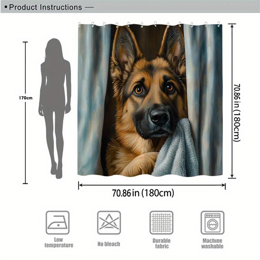 Deutscher Schäferhund Duschvorhang Wasserdicht Leicht zu Reinigen Sichtschutz Druck Haustier Kunst Design Modern Langlebige Materialien
