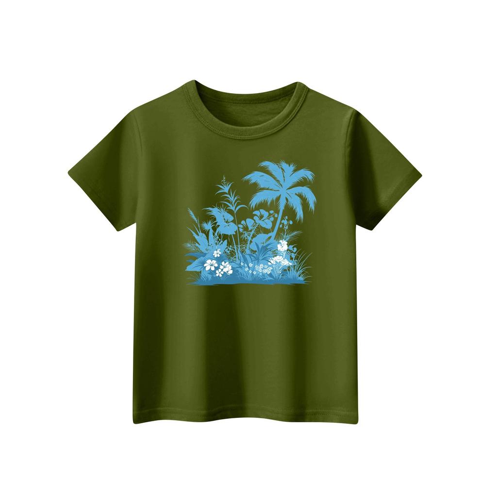 Kindermode Täglich Bedrucktes Rundhals Kurzarm Lässiges T-Shirt Top