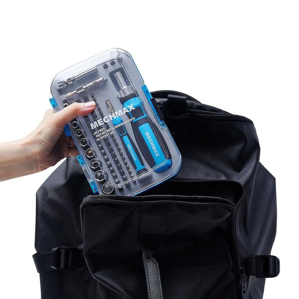 MECHMAX Ratchet Driver Bit Socket Set with Magnetic Bits and Storage Case for Electronics and More 68-Piece & Home, Office, Apartment, Car, Bike,