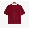 Plus Size T-shirt Women's Beaded Square Neck Blouse Spring Summer Loose Short-sleeved T-shirt Knitwear