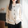 Women's Wool Blend Lapel Cardigan - Retro, Loose Fit, Cozy Autumn/Winter Knit Jacket