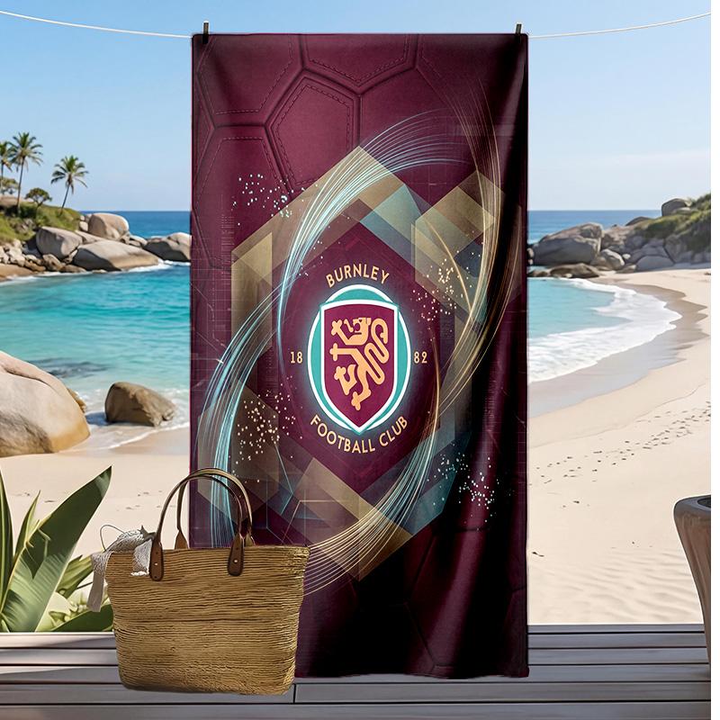 Asciugamano da Spiaggia con Stampa Calcio Burnley, Asciugamano Grande Morbido ad Asciugatura Rapida per Spiaggia Campeggio Nuoto