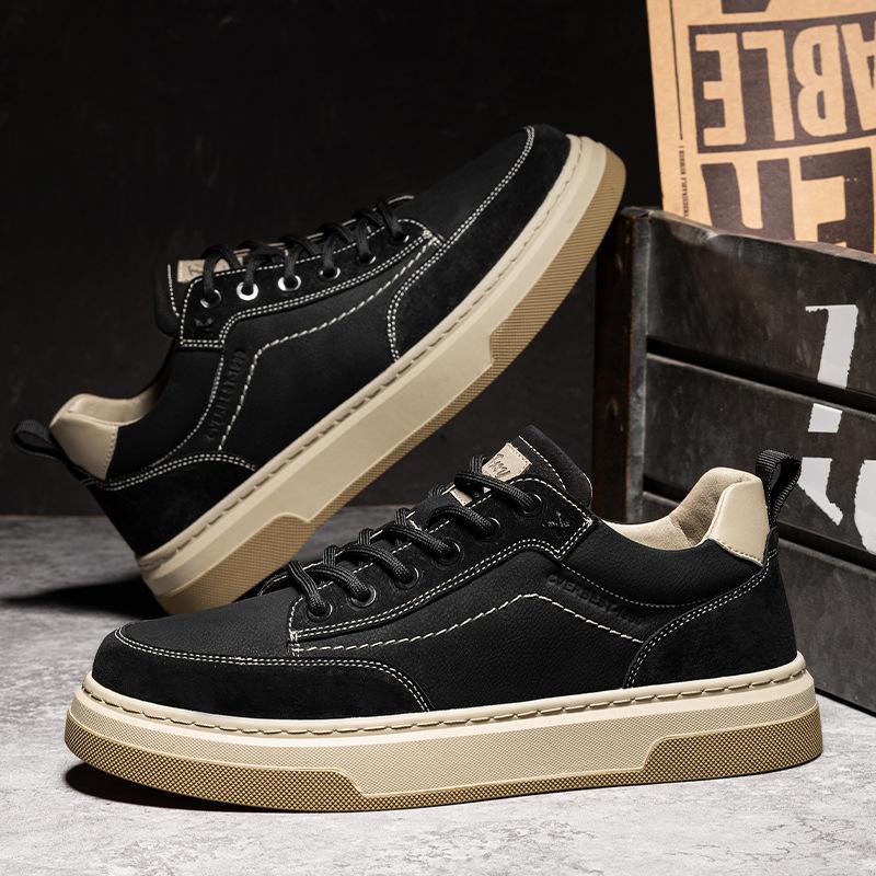 Men s Shoes Outdoor Casual Thick Soled Retro Workwear Board Low Cut Trendy 43 чёрный