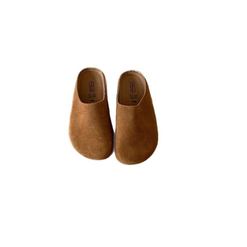 2025 autumn new shoes platform-soled retro one-pedal flat-soled lazy boken bag head half slippers women