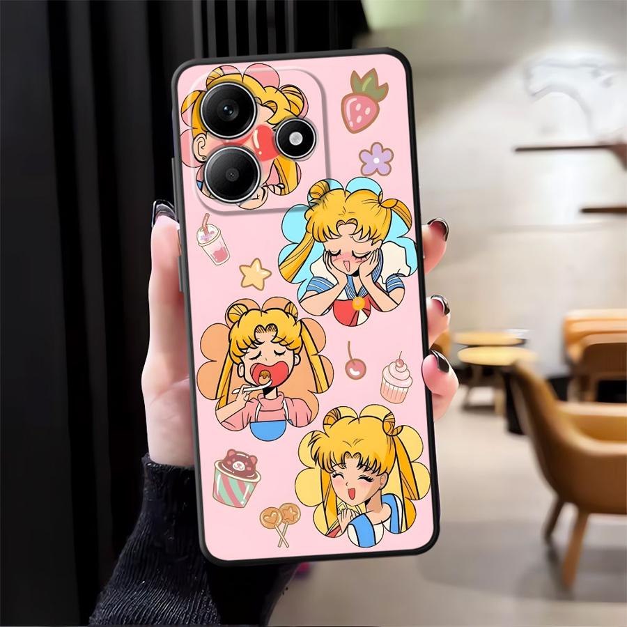 Black Soft Phone Cover Case for Xiaomi Redmi Note 12s 9 10 11 12 Pro 10S 11s 13 14 Pro Plus 7 8 9S Wacky Sailor Moon