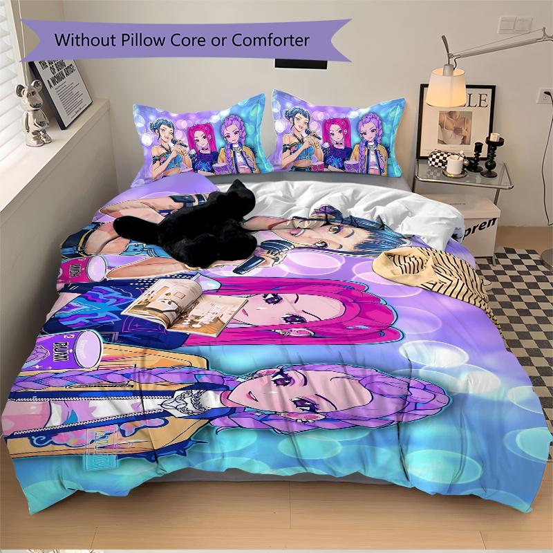 3Pcs Music Festival Celebration Bedding Set Quilt Cover Pillowcase Home Christmas Xmas Halloween Gift 1 Duvet Cover 2 Pillowcase M929326