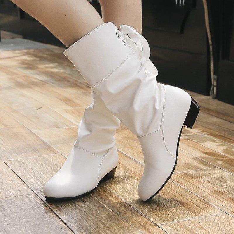 Fashion Lace-up Leather Ladies Mid Calf Shoes Comfortable and Elegant On Promotion Fashion 2025 New Rock Y2k Hot Women's Half High Boots