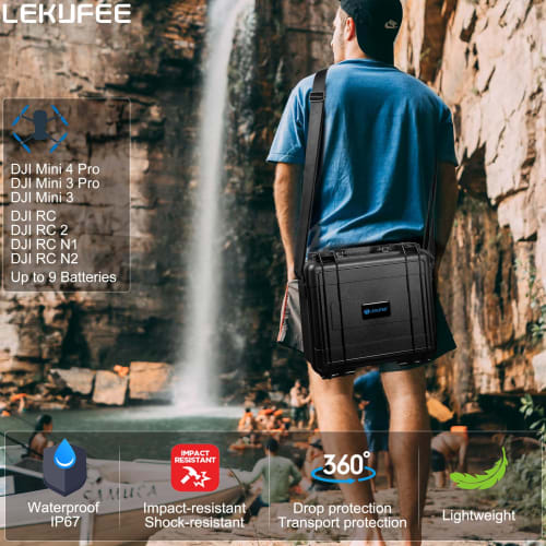 Lekufee DJI Mini 4 Pro Hard Case, Waterproof Storage Case for DJI Mini 4 Pro, DJI Mini 3 Pro, DJI RC, and DJI RC N1 (Hard Case Only)