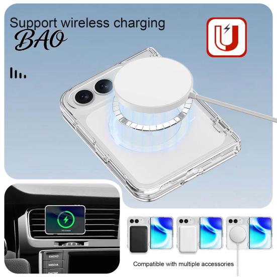 Durable Scratch Resistant Magnetic Glitter Case for IPhone Fold, Clear Phone Protector Shell, Shell Precise Cutout, Guard Anti-fall Protection MagSafe