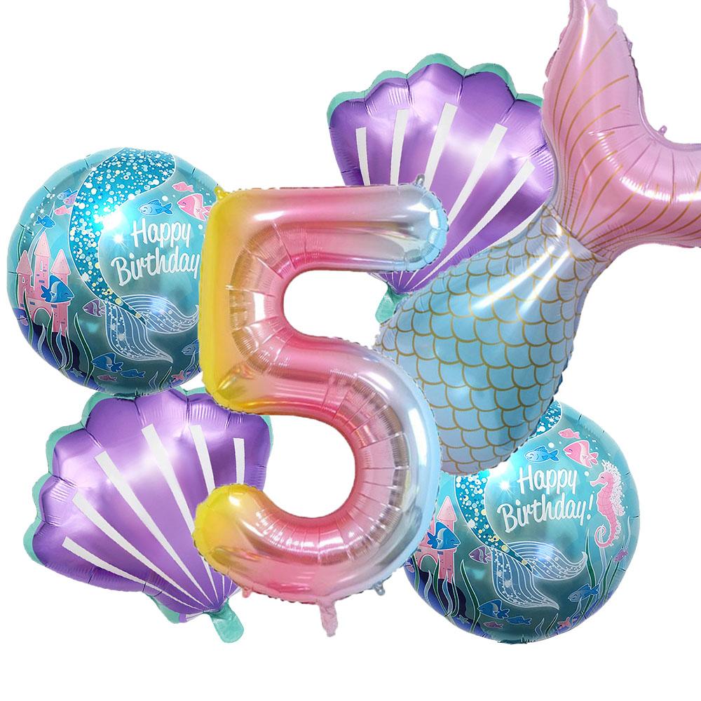 Mermaid Balloon 32 inch Digital Aluminum Foil Balloon Children's Birthday Party Decoration Baby Shower Decoration