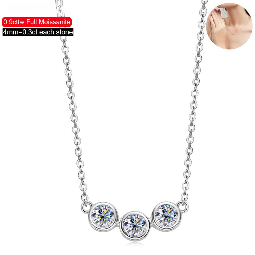 

D Цвет 0,9 карата 3 камня 4 мм Полный Муассанит Пузырь Ожерелье Для Женщин Стерлингового Серебра S925 Подвеска-Цепочка Изящных Ювелирных Изделий