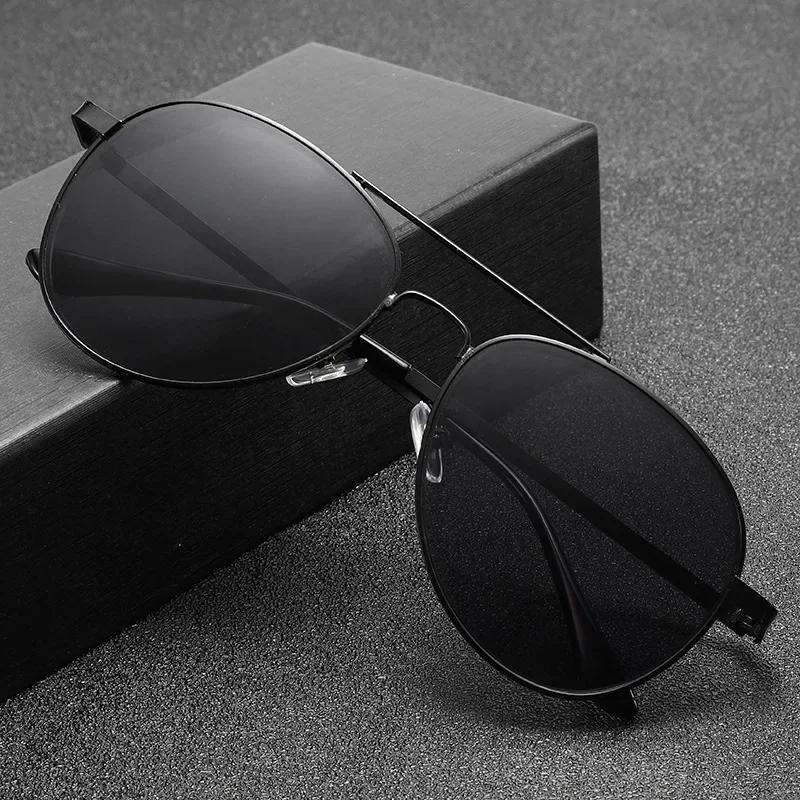 Men's Driving Myopia Glasses Outdoor UV400 Polarized Sun Glasses Metal Double-Bridge Frog-Eye Glasses Classic Square Eyewear
