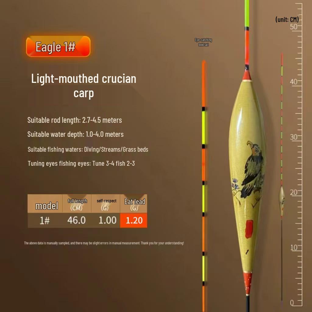 High Sensitivity Crucian Carp Fishing Float with Enhanced Visibility for Light Bites - Thickened Tail and Thin Tip for Precision.