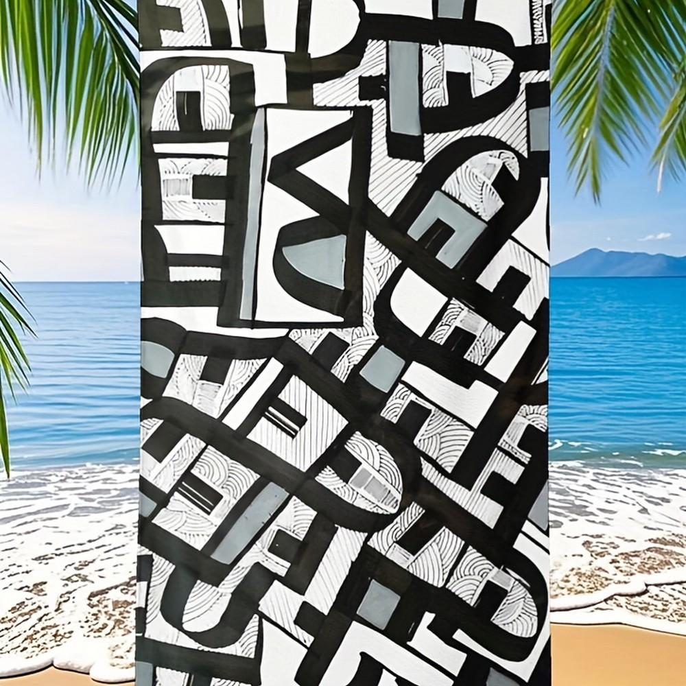 Geometric Abstract Art Beach Towel Patterned Sunscreen And Windproof Suitable For Swimming Pool Camping Travel Blanket
