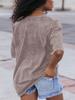 Womens Cotton V Neck T Shirt Short Sleeve Oversized Boyfriend Tunic Tee