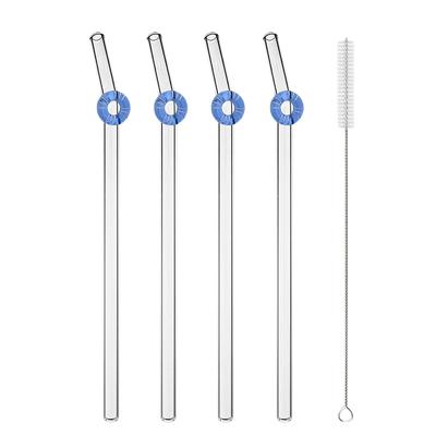 4Pcs Reusable Glossy Glass Straw Sturdy And Durable High Borosilicate Straw For Smoothies, Milkshakes And Juices