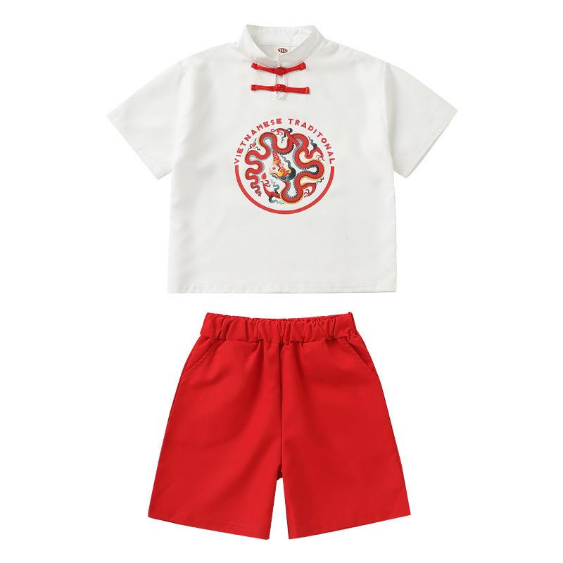 Kids  Ethnic Hanfu Boys  Summer Set - Chinese Style School Choir & Graduation Uniform 110 cm