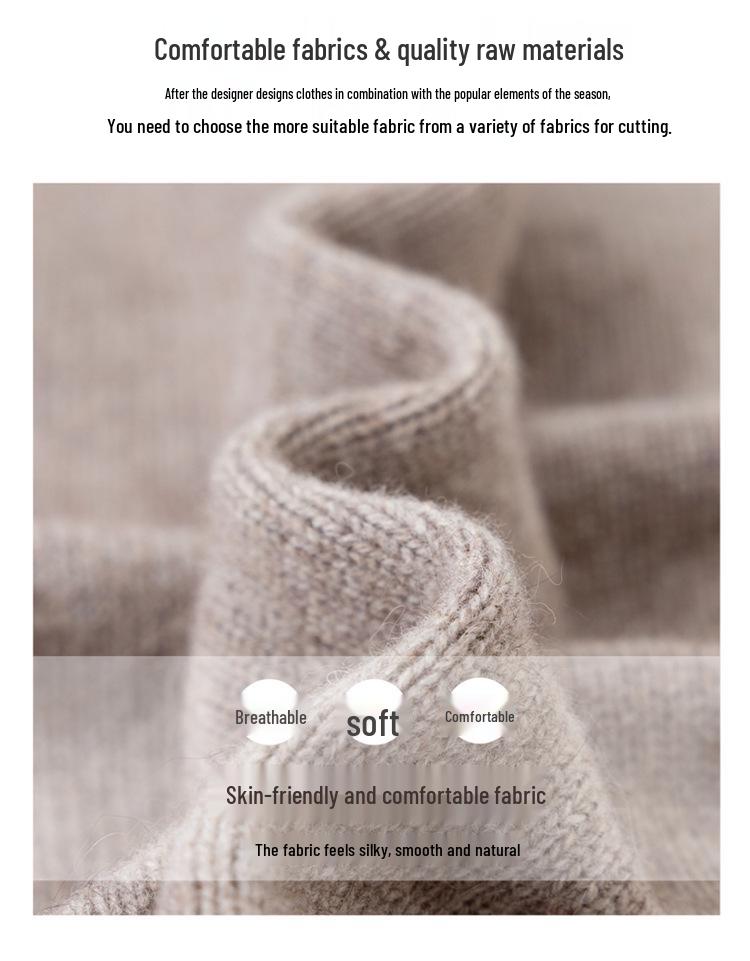 Women's Pure Wool Sweater - Thick Knit, Half-High Collar, Autumn/Winter Style for Middle-Aged & Elderly.
